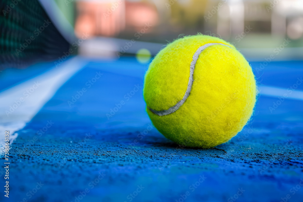 tennis ball with a yellow color and a round shape and a sport overlay on the hit