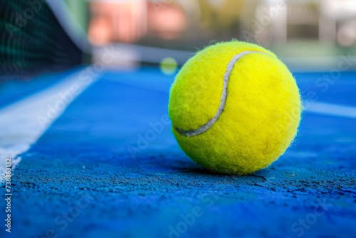 tennis ball with a yellow color and a round shape and a sport overlay on the hit