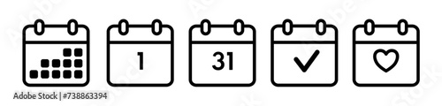 Calendar icon set -  vector . Deadline, season icon , first day icon photo