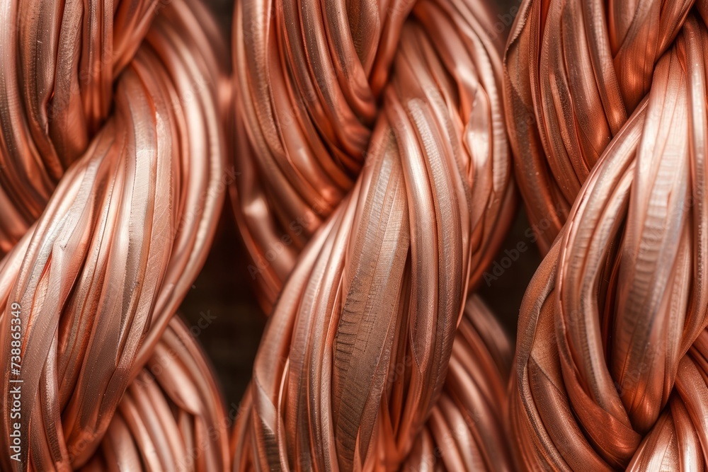 Copper Cable Scrap: Coiled Copper Cables Background Copper Cable Scrap: Coiled Copper Cables Background