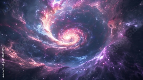 A breathtaking vision of a swirling nebula giving birth to stars, set against the infinite backdrop of the cosmos, captured in vibrant hues and cosmic light.