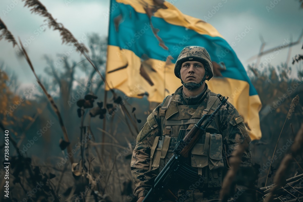 Ukrainian Soldiers with Flag: A Glimpse into War and Conflict