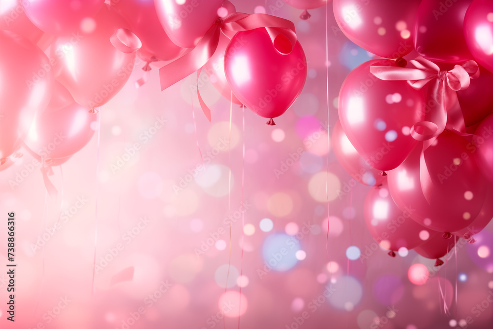 Balloons and confetti in a festive celebration scene