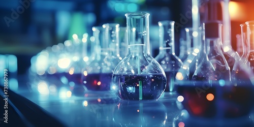 Researchers in a bright laboratory use sophisticated instruments to analyze chemical composition. Concept Chemical Analysis, Laboratory Research, Sophisticated Instruments, Bright Environment