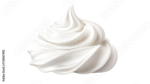 Whipped cream isolated on transparent or white background