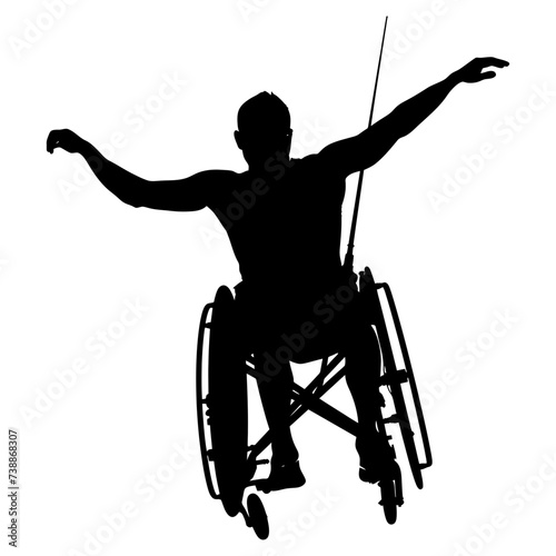 Silhouette paralympic athlete perform in sport black color only