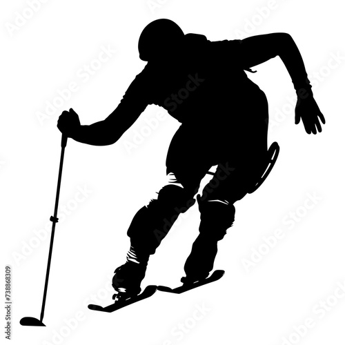 Silhouette paralympic athlete perform in sport black color only
