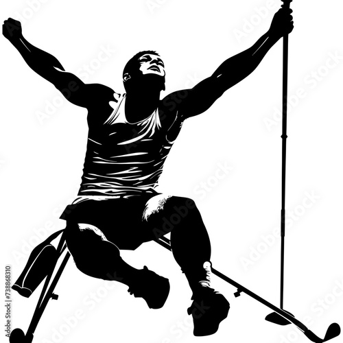 Silhouette paralympic athlete perform in sport black color only
