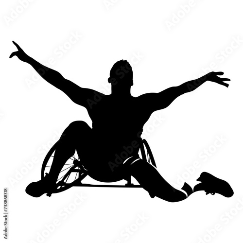 Silhouette paralympic athlete perform in sport black color only