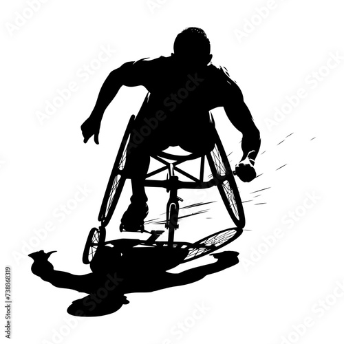 Silhouette paralympic athlete perform in sport black color only