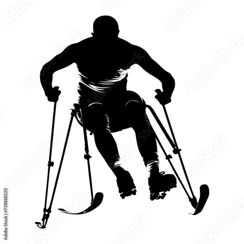 Silhouette paralympic athlete perform in sport black color only