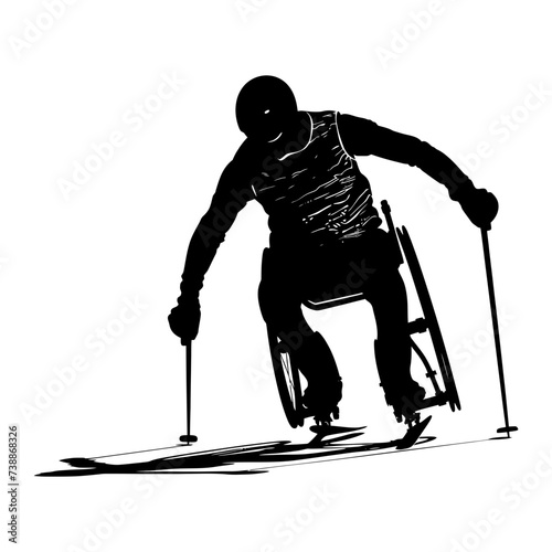 Silhouette paralympic athlete perform in sport black color only