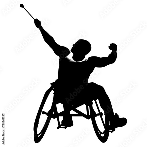 Silhouette paralympic athlete perform in sport black color only