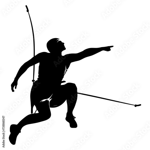Silhouette paralympic athlete perform in sport black color only