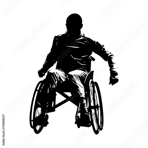 Silhouette paralympic athlete perform in sport black color only