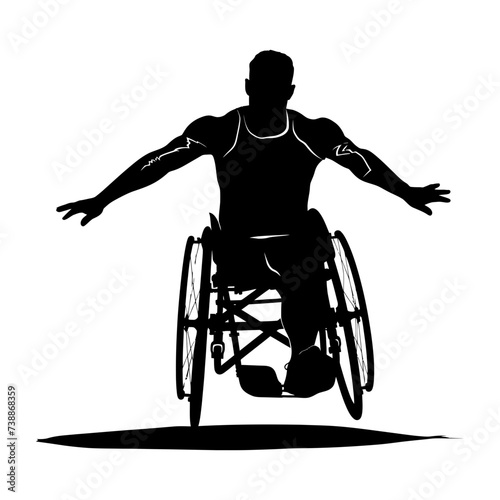 Silhouette paralympic athlete perform in sport black color only