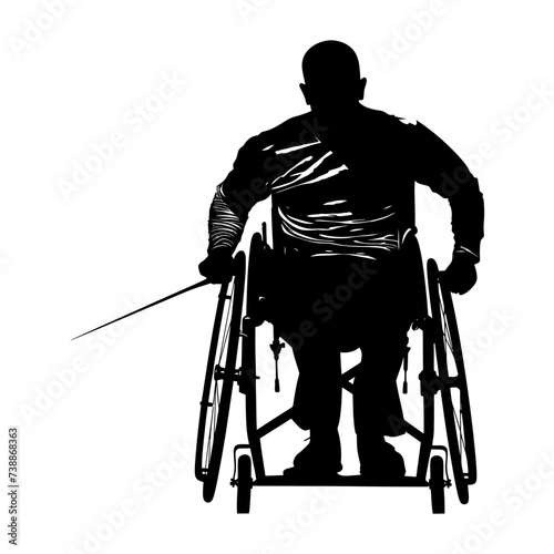 Silhouette paralympic athlete perform in sport black color only