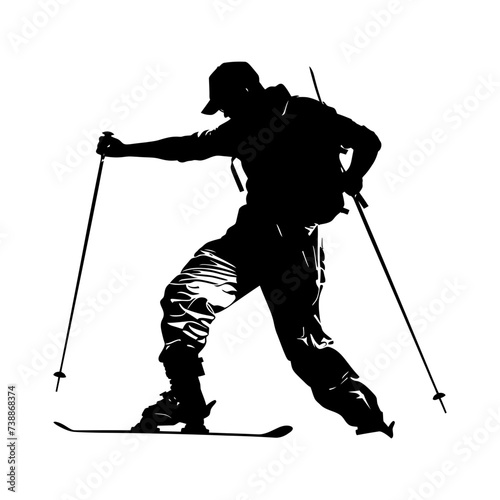 Silhouette paralympic athlete perform in sport black color only