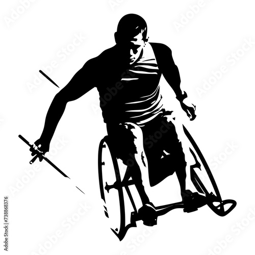Silhouette paralympic athlete perform in sport black color only
