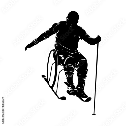 Silhouette paralympic athlete perform in sport black color only