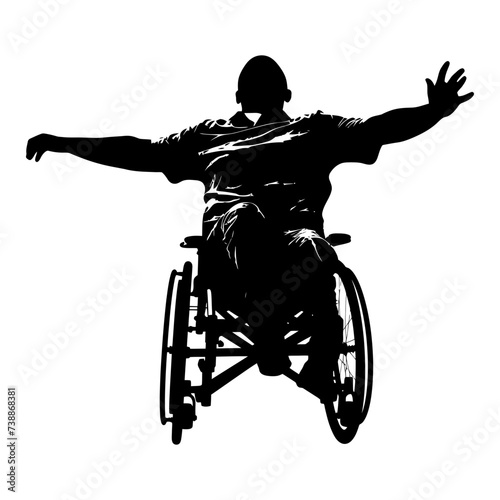 Silhouette paralympic athlete perform in sport black color only