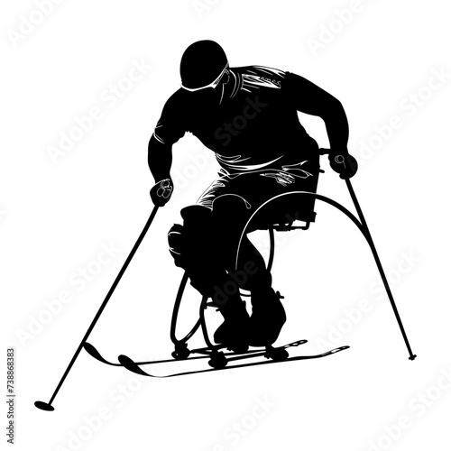 Silhouette paralympic athlete perform in sport black color only