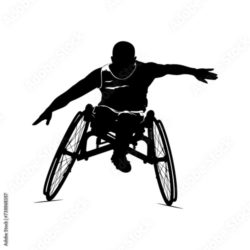 Silhouette paralympic athlete perform in sport black color only