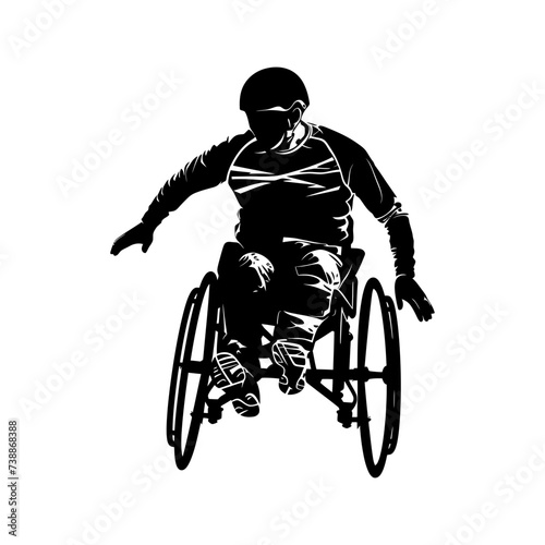 Silhouette paralympic athlete perform in sport black color only