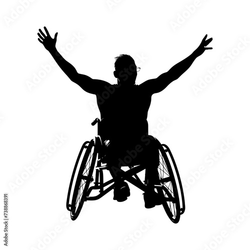 Silhouette paralympic athlete perform in sport black color only