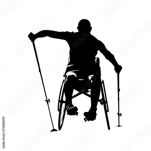 Silhouette paralympic athlete perform in sport black color only