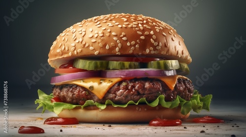 Big fastfood tasty restaurant burger  photo