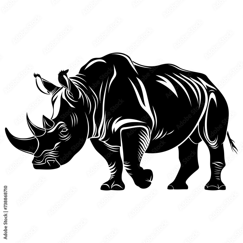 Silhouette rhinoceros animal black color only full body Silhouette rhinoceros animal black color only full body