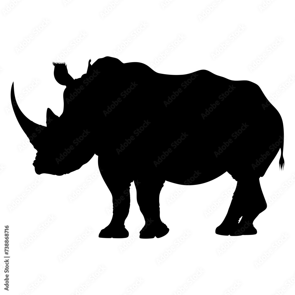 Silhouette rhinoceros animal black color only full body Silhouette rhinoceros animal black color only full body