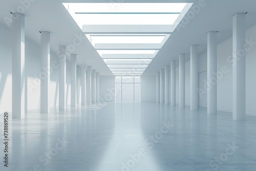 Empty white walled indoor space with a blank interior perspective