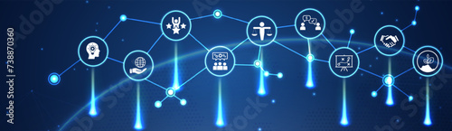 Core Values - Mission, integrity value icon set with vision, honesty, passion, and collaboration as the goal or focus