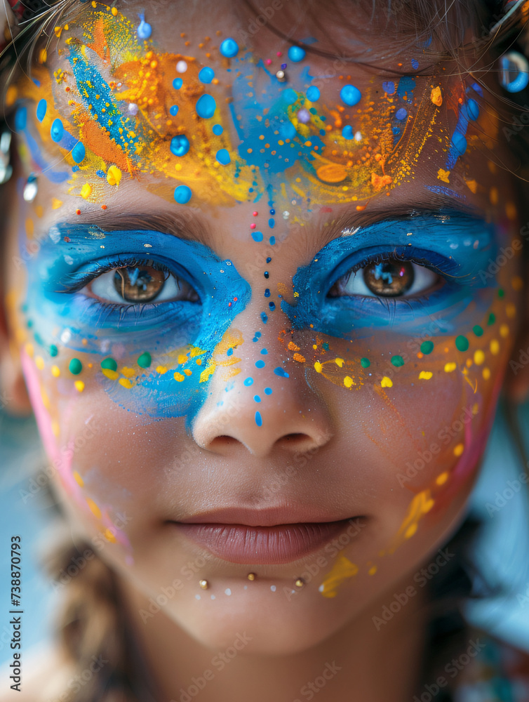 Jolie visage maquillé d'une fillette à l'école