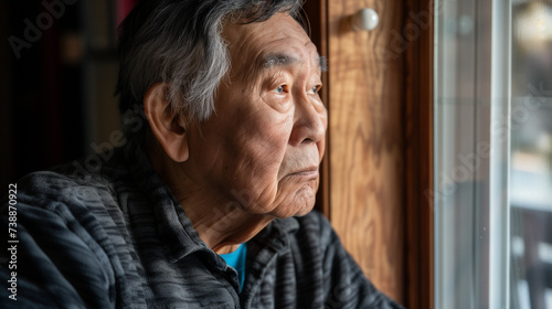 asian elderly senior male grandpa at nursing home
