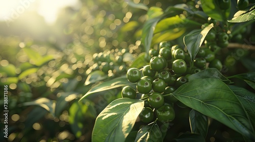 Black pepper - plant with green berries and leaves, farm at Binh Phuoc