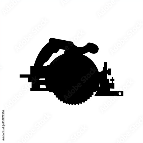 Black icon of circular saw and handle isolated on white background