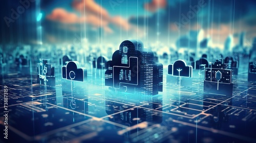 Wallpaper Mural Cloud and edge computing technology concept with data protection system to protect data security for users Torontodigital.ca