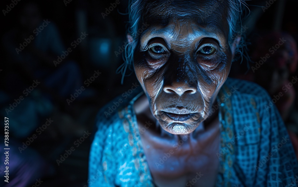 a close up of an old woman - obrazy, fototapety, plakaty 