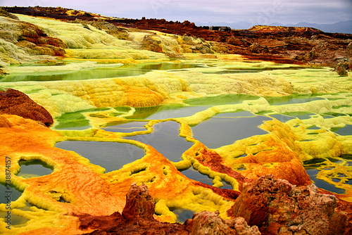 The Danakil desert, in north-eastern Ethiopia, inhabited by a few Afar people, who dedicate themselves to the extraction of salt. The area is known for its volcanoes,extreme heat,depression of 150 mts