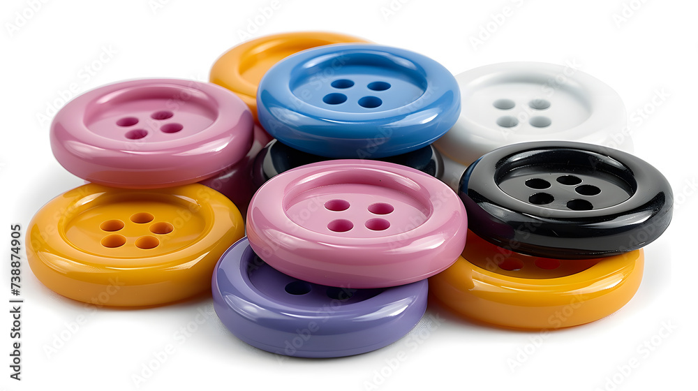 Buttons for Clothes Icon Set Closeup Isolated. Fashion, Art, Needlework, Sewing, Scrapbooking Decor. Round Clothes Button Collection, Front View Buttons for Clothes Icon Set Closeup Isolated. Fashion, Art, Needlework, Sewing, Scrapbooking Decor. Round Clothes Button Collection, Front View