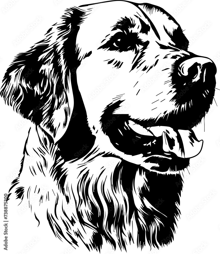 Fototapeta premium golden retriever vector design, isolated background, hand drawn illustration style