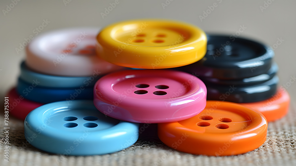 Buttons for Clothes Icon Set Closeup Isolated. Fashion, Art, Needlework, Sewing, Scrapbooking Decor. Round Clothes Button Collection, Front View Buttons for Clothes Icon Set Closeup Isolated. Fashion, Art, Needlework, Sewing, Scrapbooking Decor. Round Clothes Button Collection, Front View