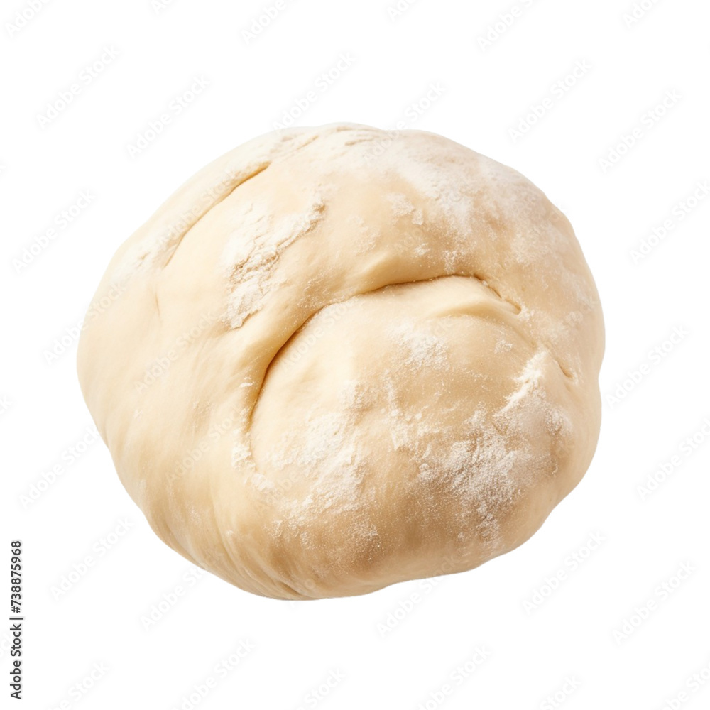 Raw dough ball. Isolated on transparent background. Top view.