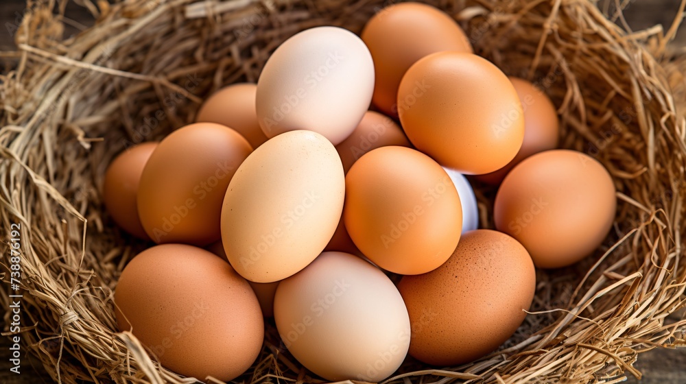 a group of eggs in a nest a group of eggs in a nest