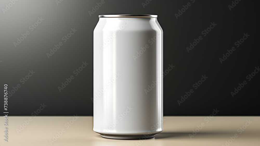 3d Mokup of soda or beer can on surface isolated on grey background 3d Mokup of soda or beer can on surface isolated on grey background