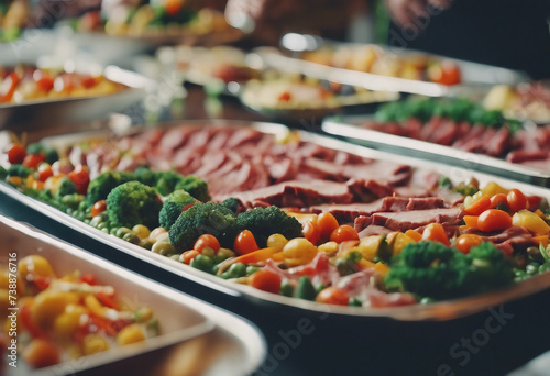 Catering buffet food Delicious colorful meat and vegetable dishes Celebration Party photo