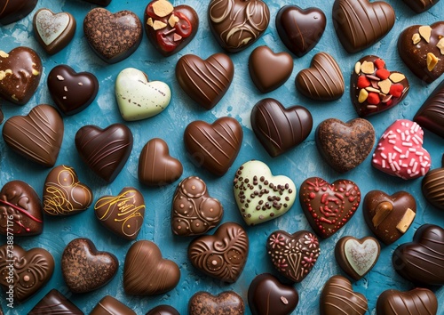 a group of chocolate hearts